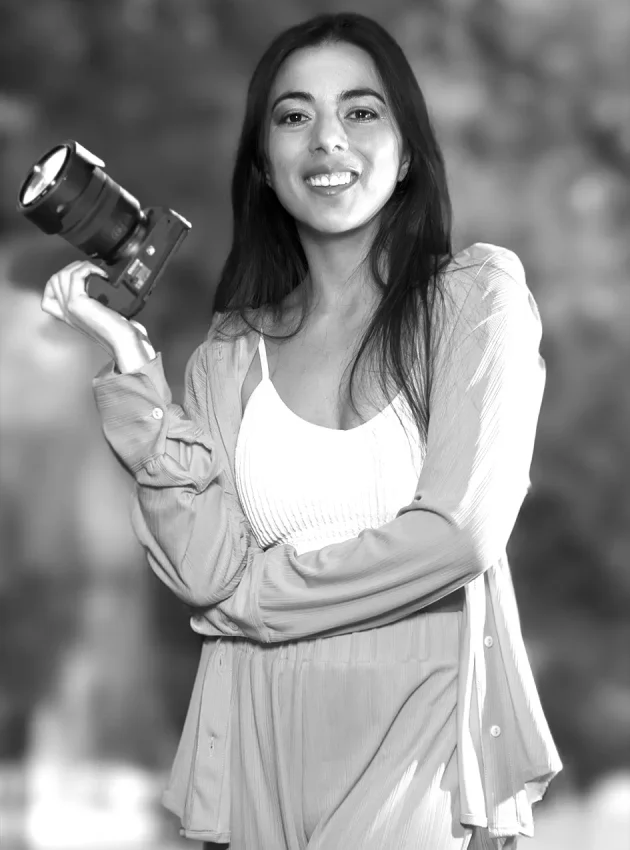woman with camera on her hands